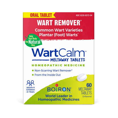 WartCalm, Homeopathic Medicine for Removal of Common and Plantar Warts, 60 Meltaway Tablets, Boiron