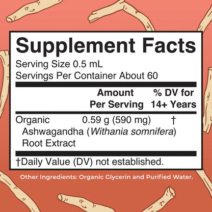 Ashwagandha Root Liquid Drops, 1oz, MaryRuth Organics