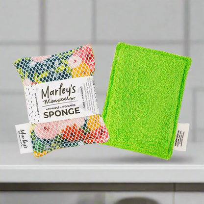 Washable Sponge - Green & Surprise Print, Marley's Monsters
