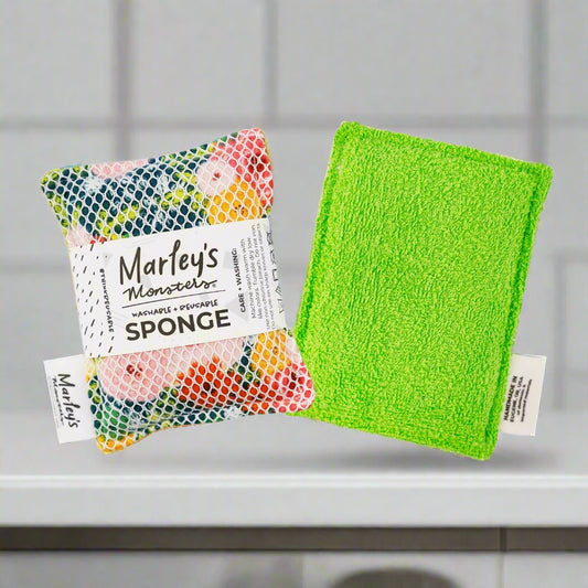 Washable Sponge - Green & Surprise Print, Marley's Monsters
