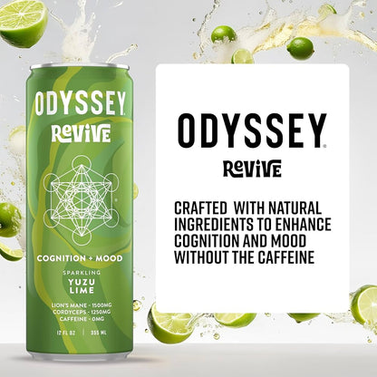 Yuzu Lime Sparkling Mushroom HYDRATION + MOOD Drink, Odyssey