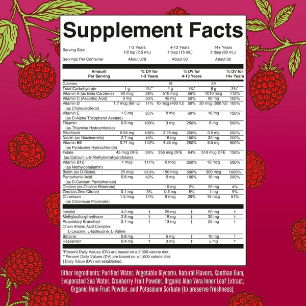 Liquid Morning Multivitamin, Raspberry, 15.22-32oz, MaryRuth Organics