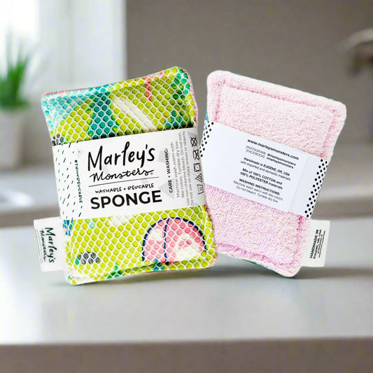 Washable Sponge - Blush Pink & Surprise Print, Marley's Monsters