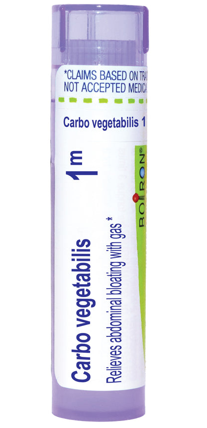 Carbo Vegetabilis, Homeopathic Medicine for Abdominal Bloating with Gas, Boiron, 80 Pills (Pill Size #40)