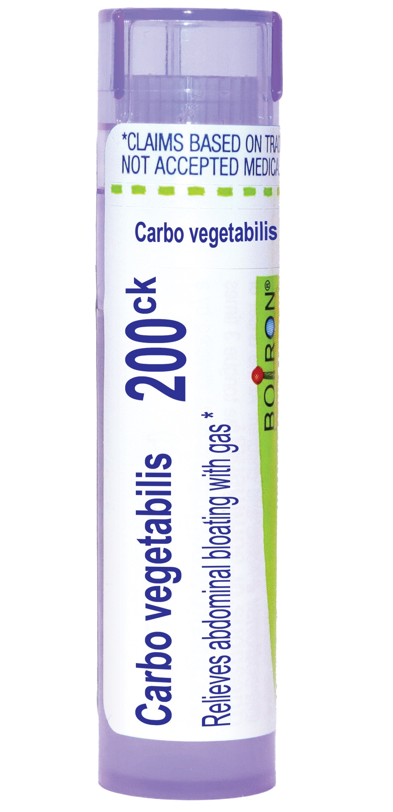 Carbo Vegetabilis, Homeopathic Medicine for Abdominal Bloating with Gas, Boiron, 80 Pills (Pill Size #40)