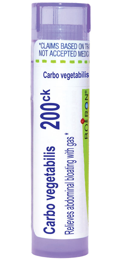 Carbo Vegetabilis, Homeopathic Medicine for Abdominal Bloating with Gas, Boiron, 80 Pills (Pill Size #40)
