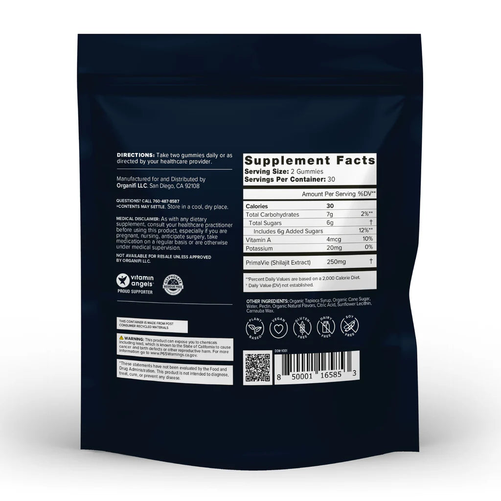 Shilajit Gummies- For Energy, Performance, and Strength, 60 Gummies, Organifi