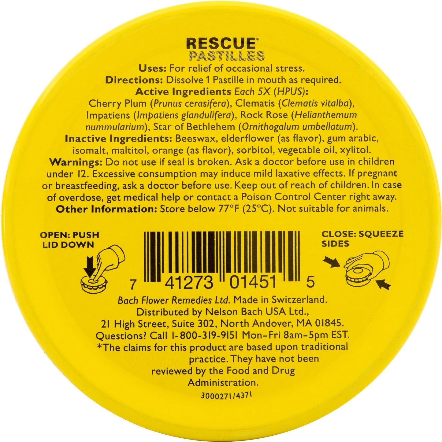 Rescue Pastilles, Natural Stress Relief, 35 Pastilles, Bach