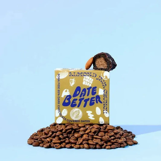 Almond Java Crunch, Chocolate Covered Dates, Date Better Snacks