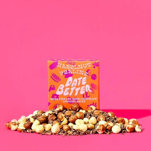 Hazelnut Praline, Chocolate Covered Dates, Date Better Snacks