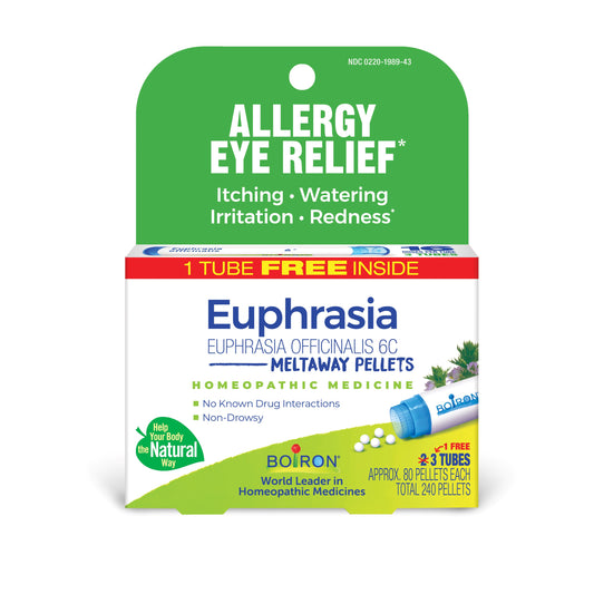 Euphrasia Officinalis 6C, Homeopathic Medicine for Abundant, Clear & Irritating Eye Discharge, Meltaway Tablets, 1 Free Tube Inside, Boiron