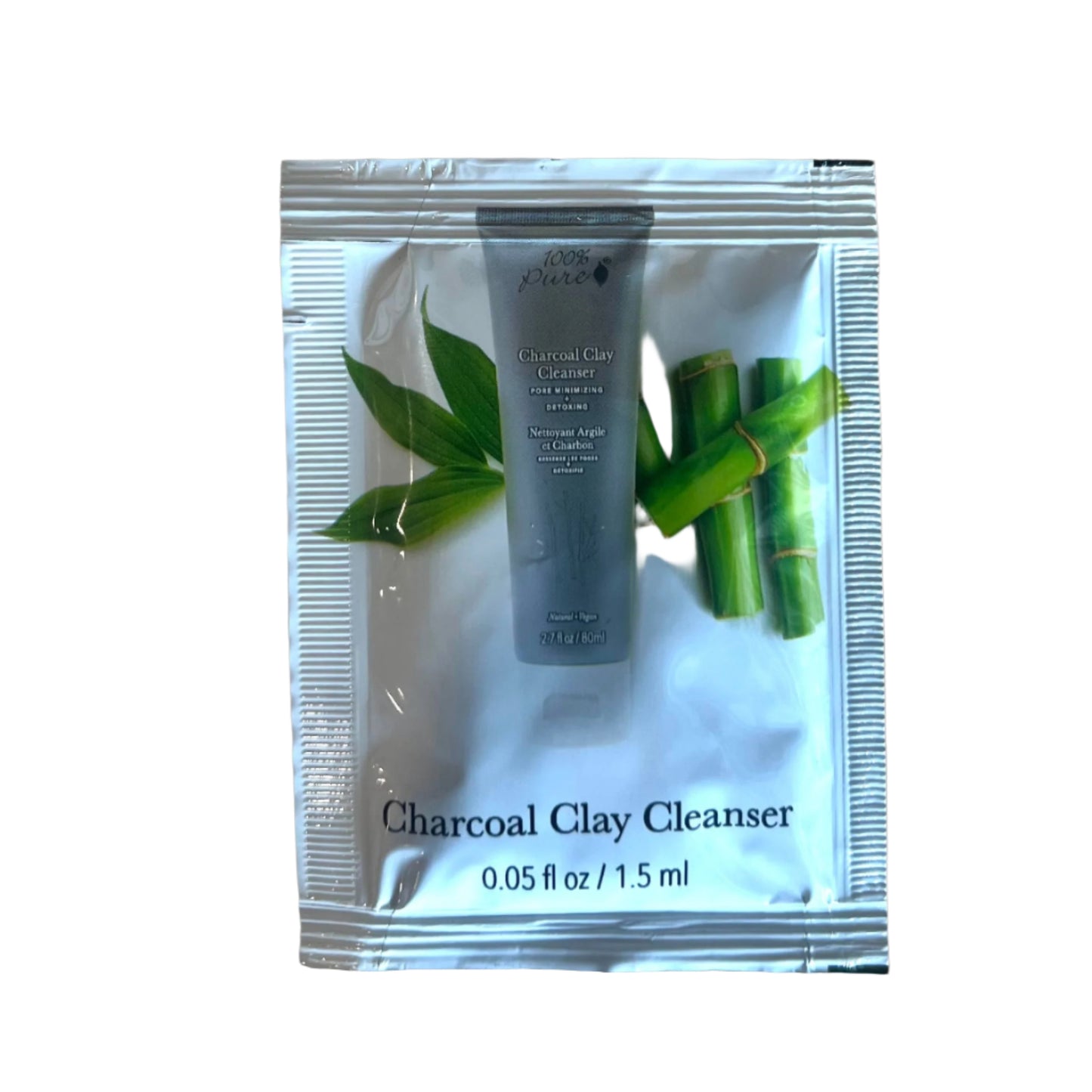 Cleanser Sample, Charcoal Clay, Pore Minimizing and Detoxing, 0.05 fl oz, 100% Pure