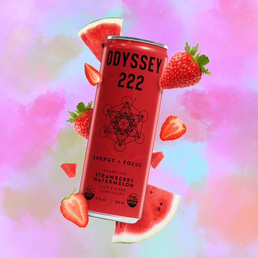 Strawberry Watermelon Sparkling Mushroom Energy Drink, ENERGY + FOCUS, Odyssey