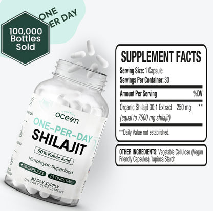 One-Per-Day Shilajit, 30 Capsules, Organics Ocean