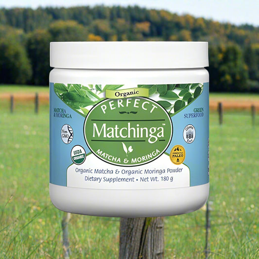 Organic Matchinga Powder, Matcha + Moringa, 180g, Perfect Supplements