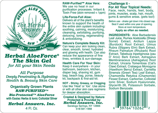 Herbal AloeForce Skin Gel, 4oz, Herbal Answers