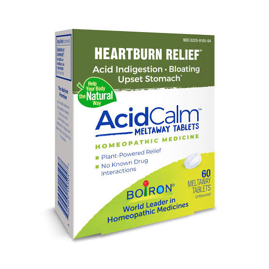 AcidCalm Meltaway Tablets, Homeopathic Medicine for Multi-Symptom Heartburn Relief, Boiron
