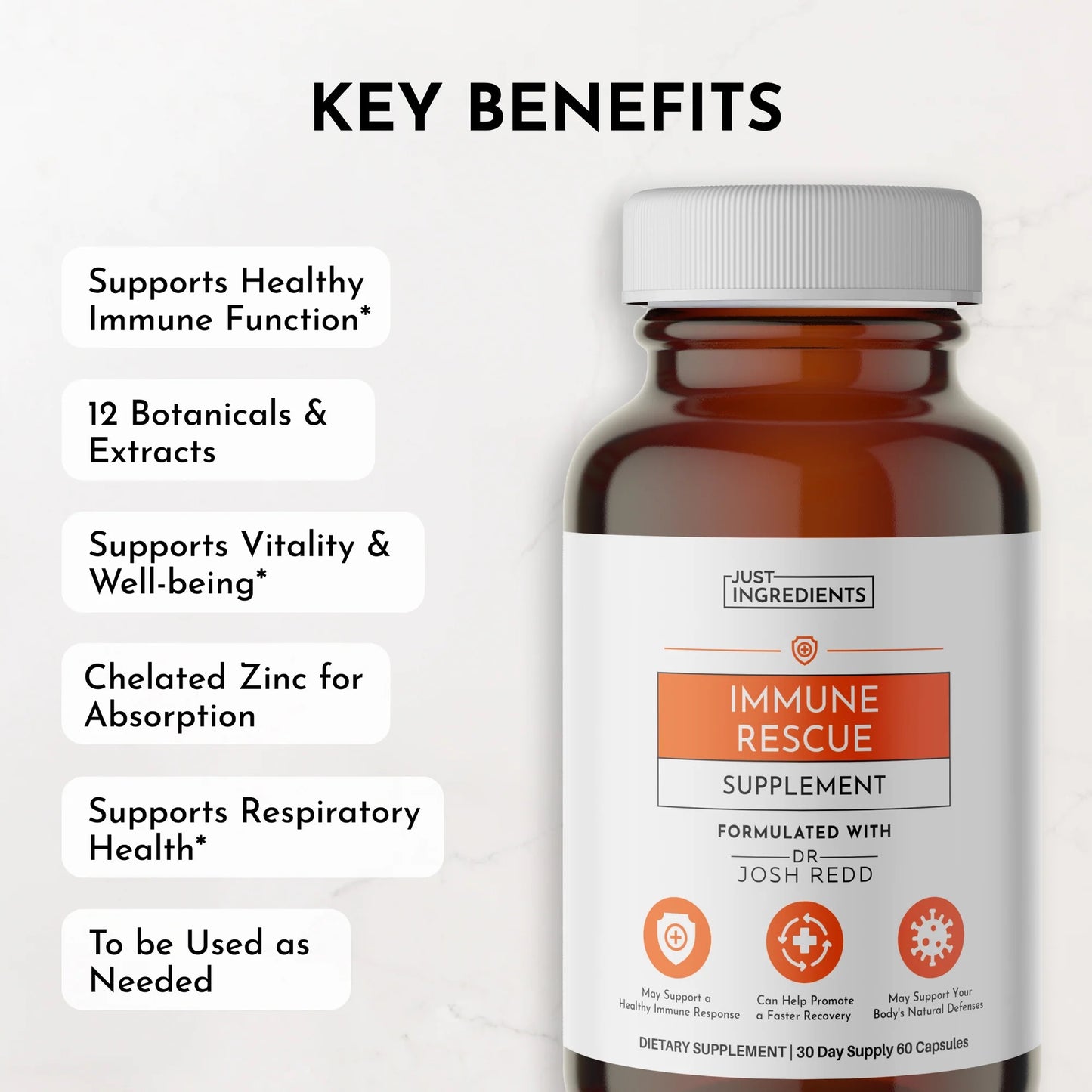 Immune Rescue Supplement, 60 Capsules, Just Ingredients