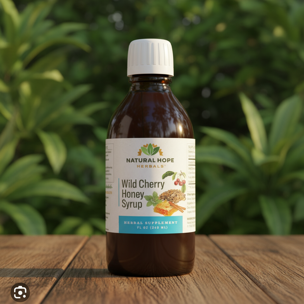 Wild Cherry Honey Syrup, 4oz, Natural Hope Herbals