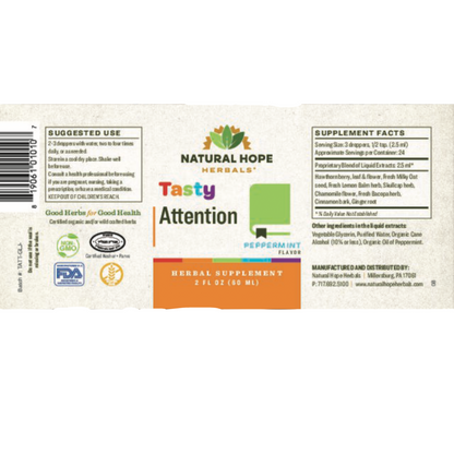 Tasty Attention, Peppermint Flavor, 2oz, Natural Hope Herbals