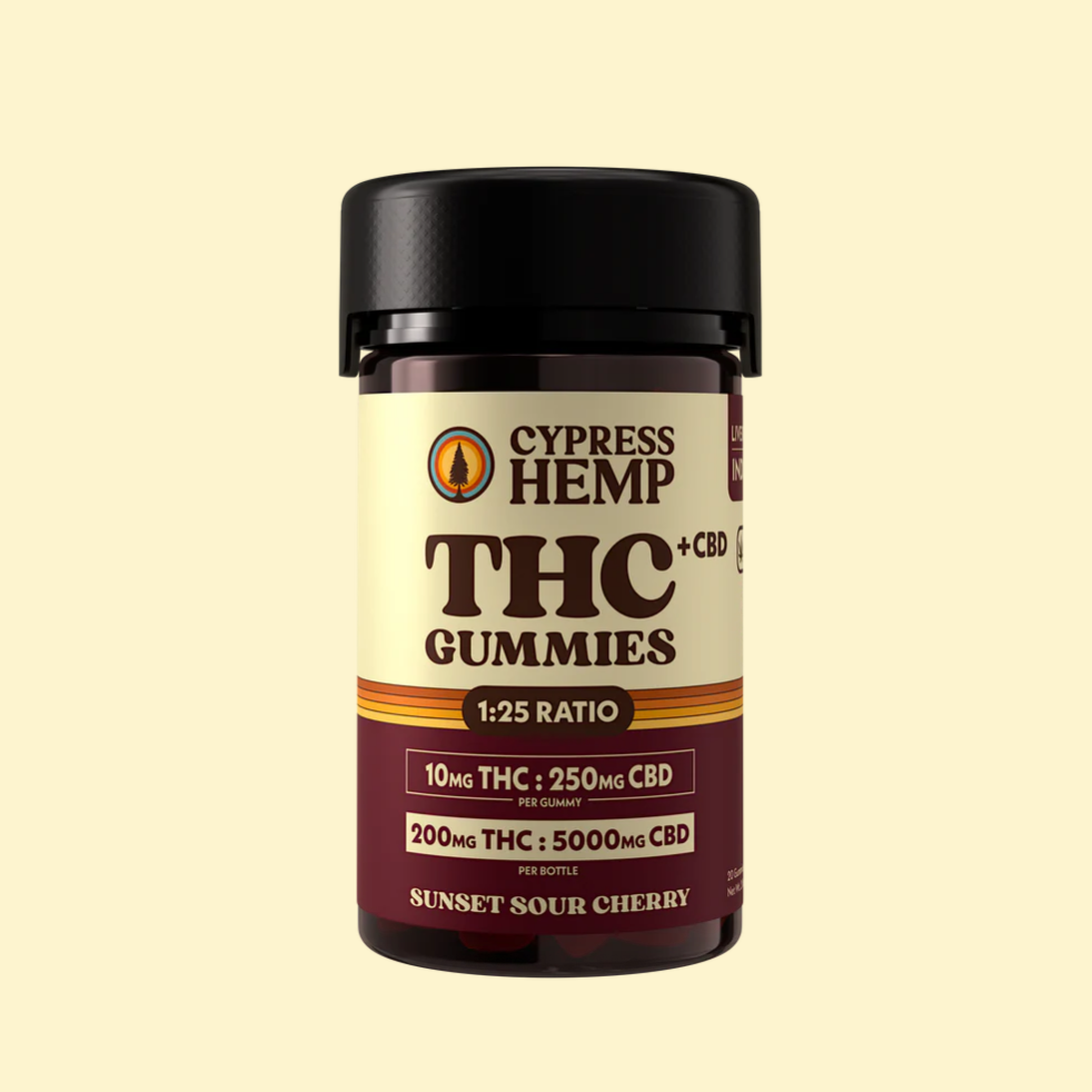 Hemp-Derived THC + CBD Gummies, 10mg THC + 250mg CBD
