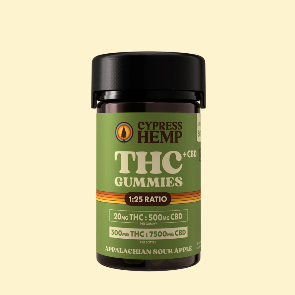 Hemp-Derived THC + CBD Gummies, 20mg THC + 500mg CBD