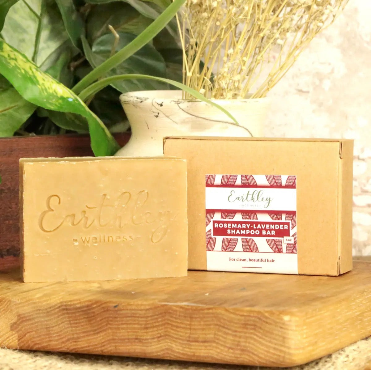 Rosemary Lavender Shampoo Bar - For clean, beautiful hair, 4oz, Earthley