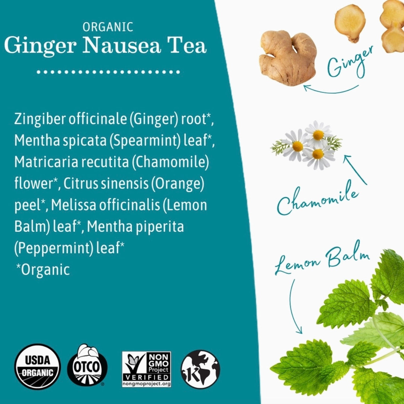 Organic Ginger Nausea Tea, Earth Mama