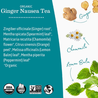 Organic Ginger Nausea Tea, Earth Mama