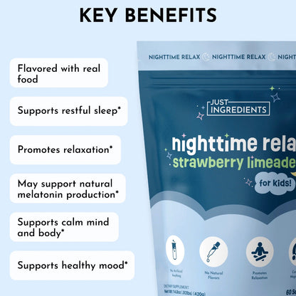 Kids Strawberry Limeade Nighttime Relax, 60 Servings, Just Ingredients