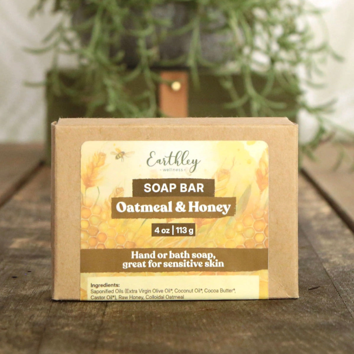 Oatmeal & Honey Soap - For Dry, Damaged Skin, 4oz, Earthley