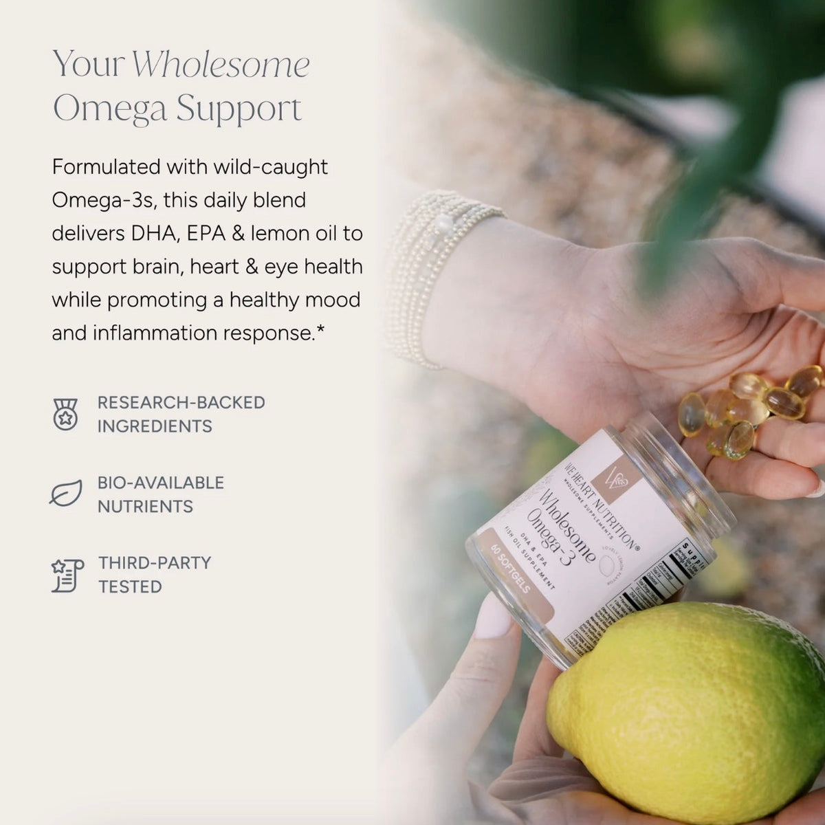 Wholesome Omega-3, 60 Softgels, We Heart Nutrition