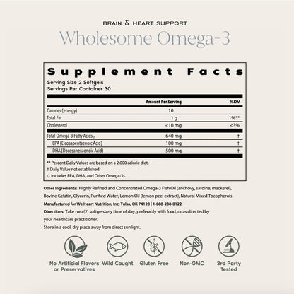 Wholesome Omega-3, 60 Softgels, We Heart Nutrition