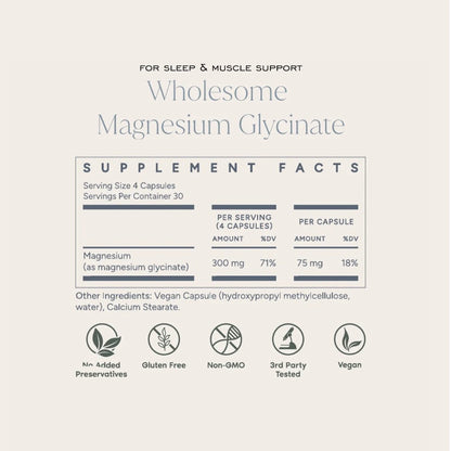 Wholesome Magnesium Glycinate, 120 Capsules, We Heart Nutrition