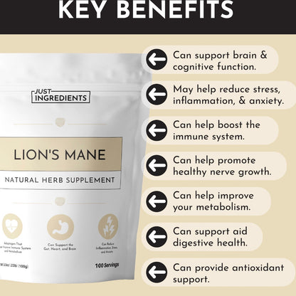Lion's Mane, 100 Servings, Just Ingredients