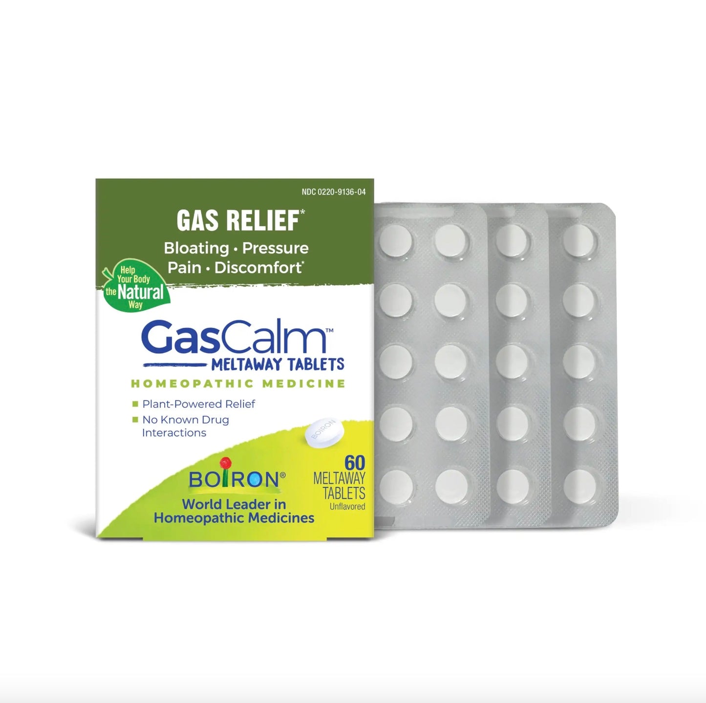 GasCalm - GAS RELIEF, Homeopathic Medicine For Gas Relief, Meltaway Tablets, Boiron