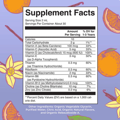 Toddler Multivitamin Liquid Drops, Orange Vanilla, 2oz, MaryRuth Organics