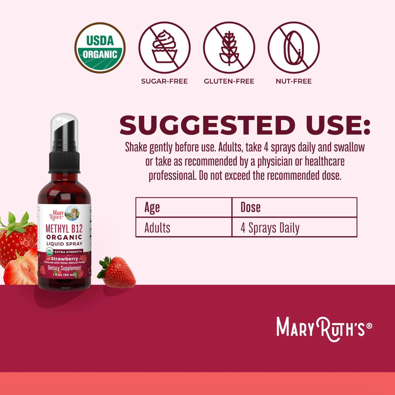 Methyl B12 Spray, 1oz, MaryRuth Organics