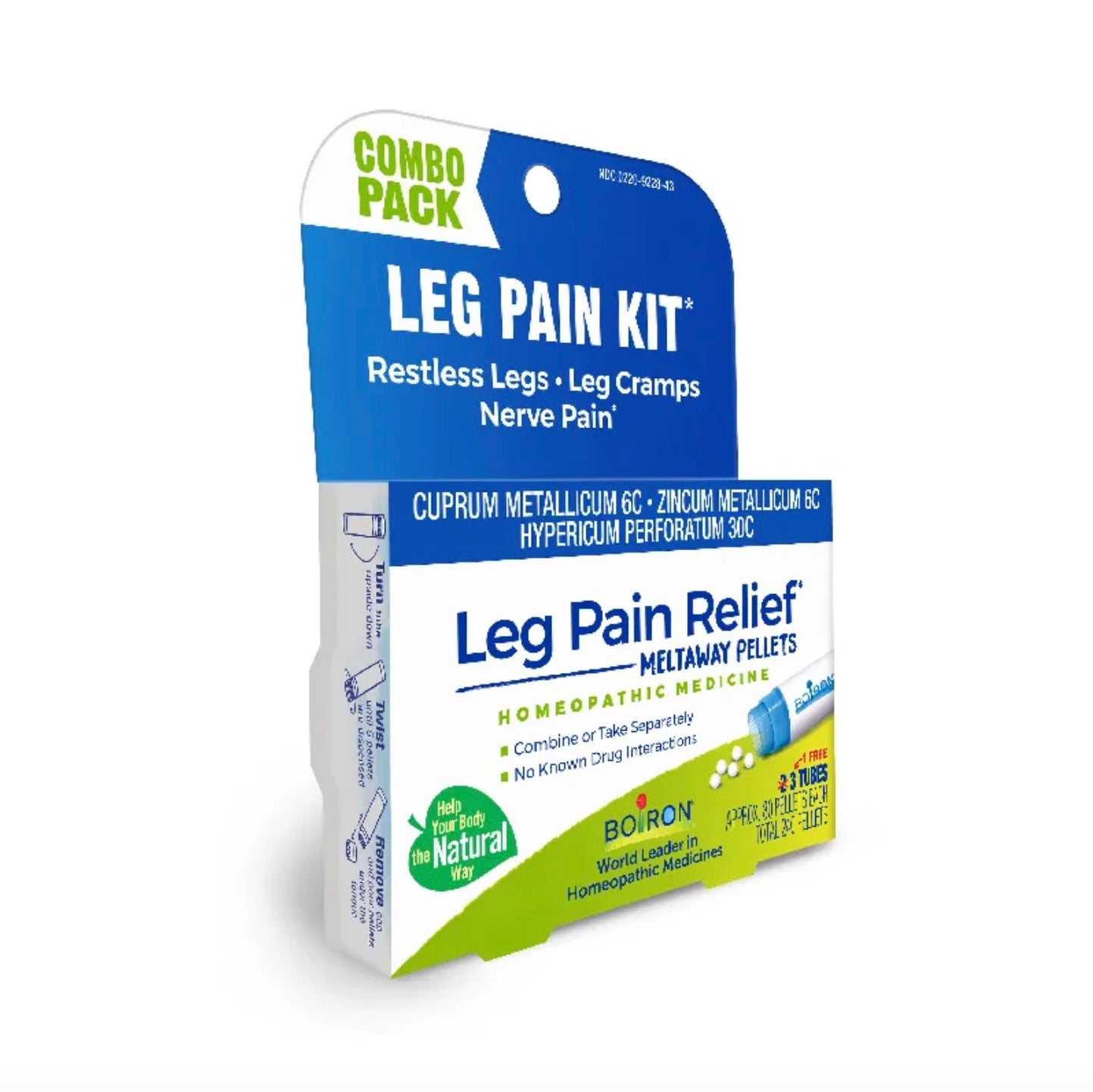 Leg Pain Kit, Homeopathic Medicine for Restless Leg, Leg Cramps, Nerve Pain, Meltaway Pellets, 1 Free Tube Inside, Boiron