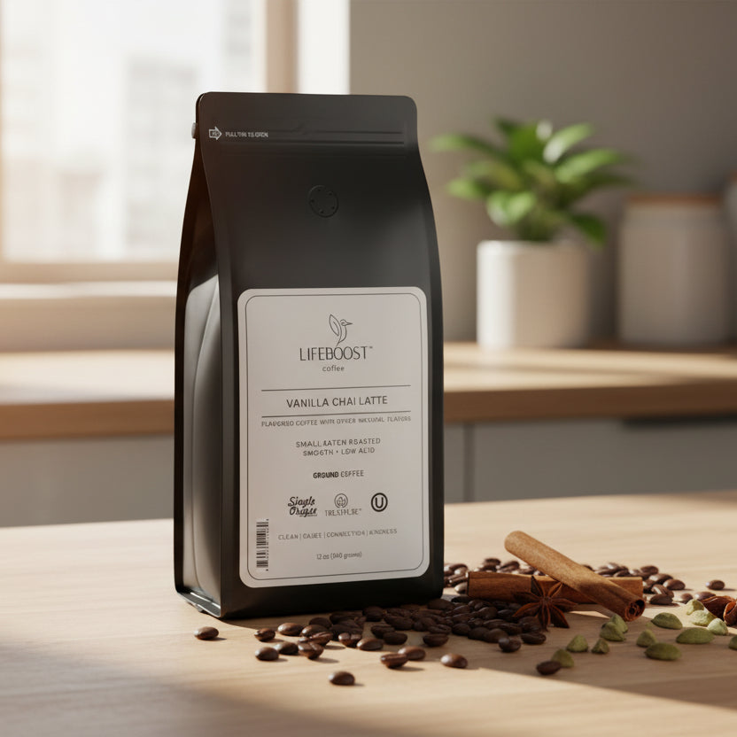 Vanilla Chai Latte - Ground Coffee, 12oz, LifeBoost