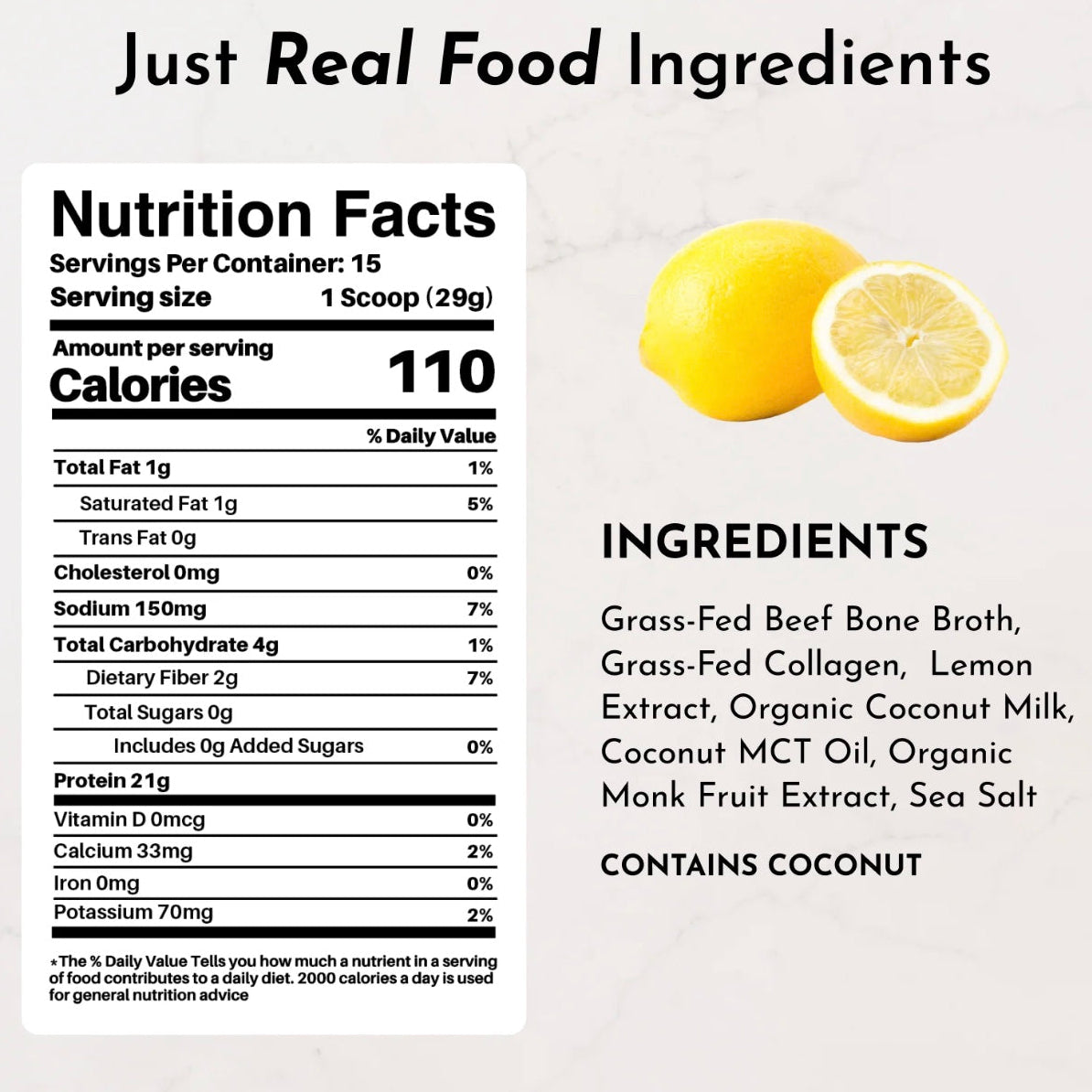 Bone Broth Protein Powder, 15 Servings, Just Ingredients