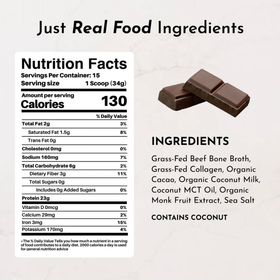 Bone Broth Protein Powder, 15 Servings, Just Ingredients