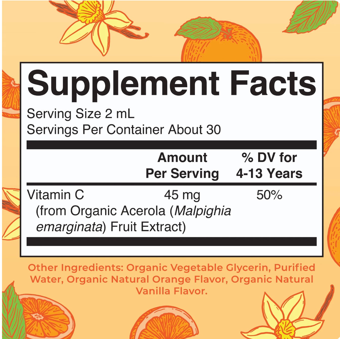 Kid's Liquid Vitamin C, Orange Vanilla Flavored, 1oz, MaryRuth Organics