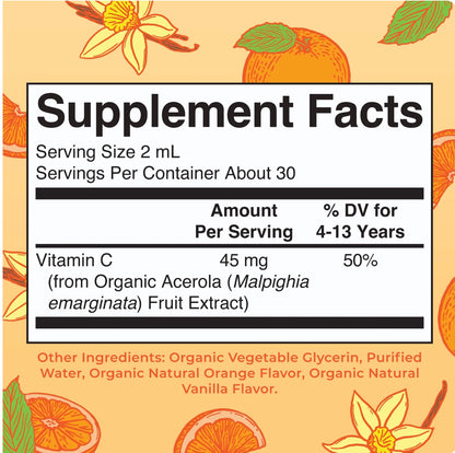 Kid's Liquid Vitamin C, Orange Vanilla Flavored, 1oz, MaryRuth Organics