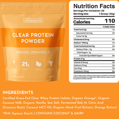 Orange Creamsicle Clear Protein Powder, 20 Servings, Just Ingredients
