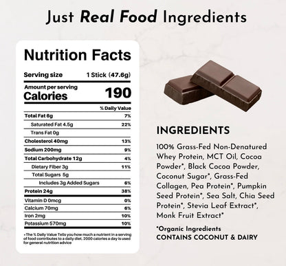 Double Chocolate Protein Powder Single Stick, Just Ingredients