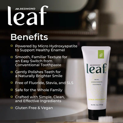 Leaf Micro Hydroxyapetite Toothpaste, 4oz, Redmond Life