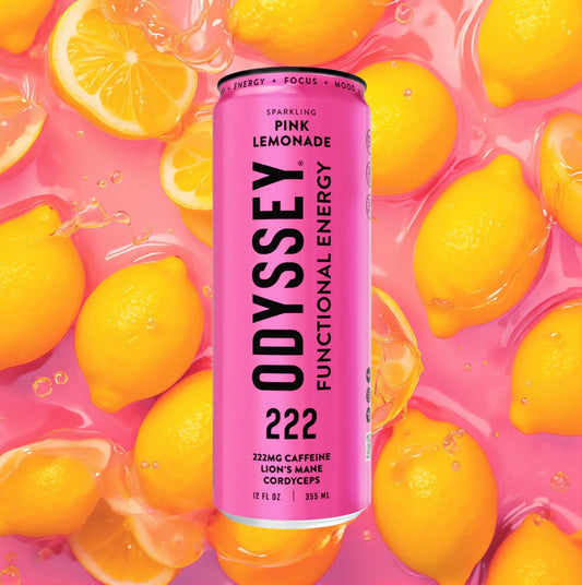 Pink Lemonade Sparkling Energy Drink, ENERGY + FOCUS + MOOD, Odyssey