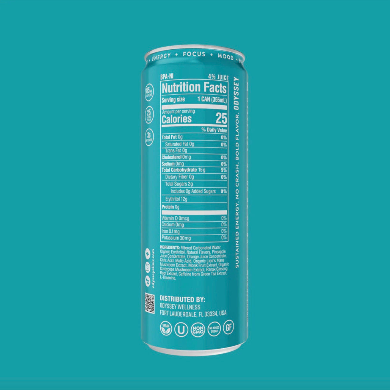 Tropical Breeze Sparkling Energy Drink, ENERGY + FOCUS + MOOD, Odyssey