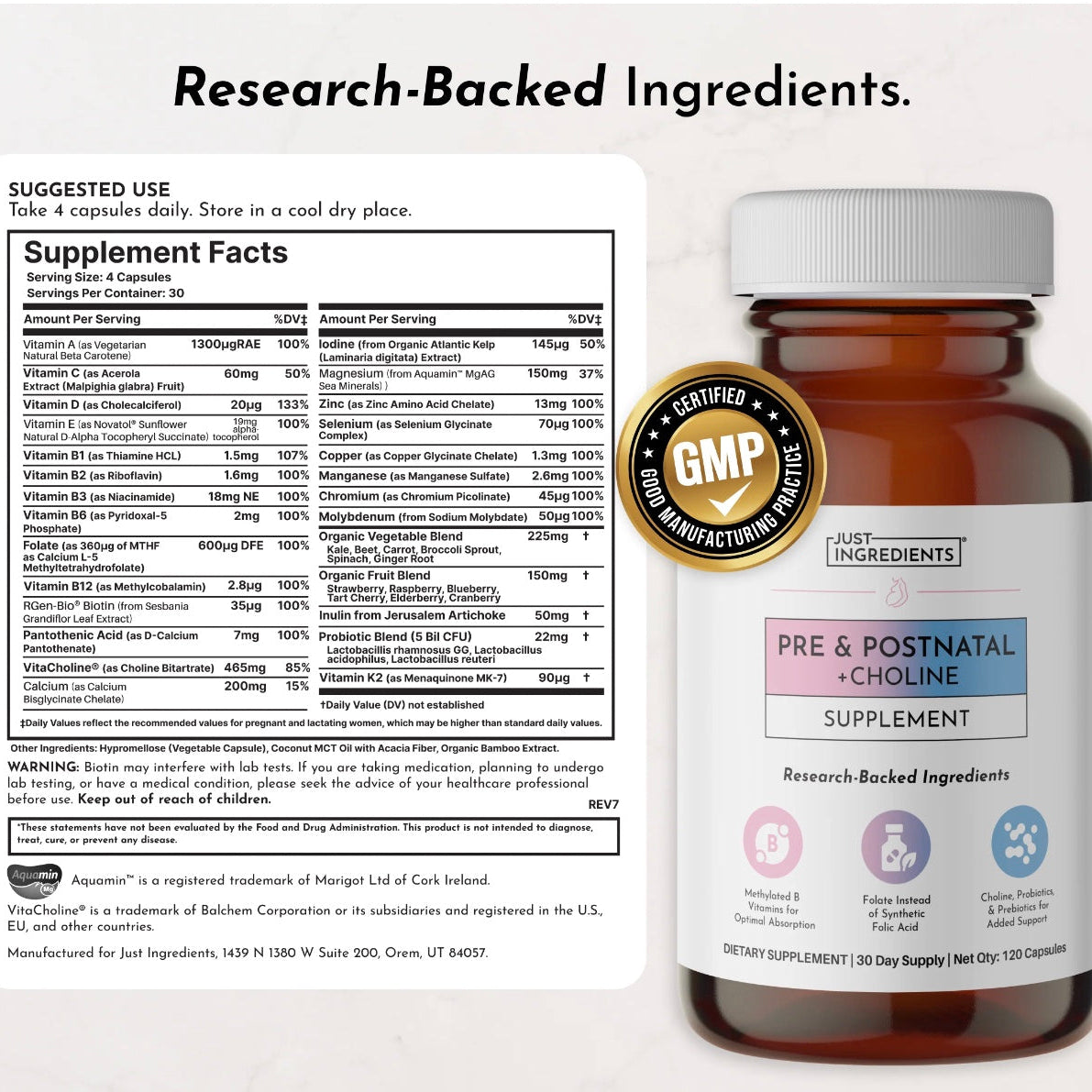 Prenatal & Postnatal + DHA, Just Ingredients